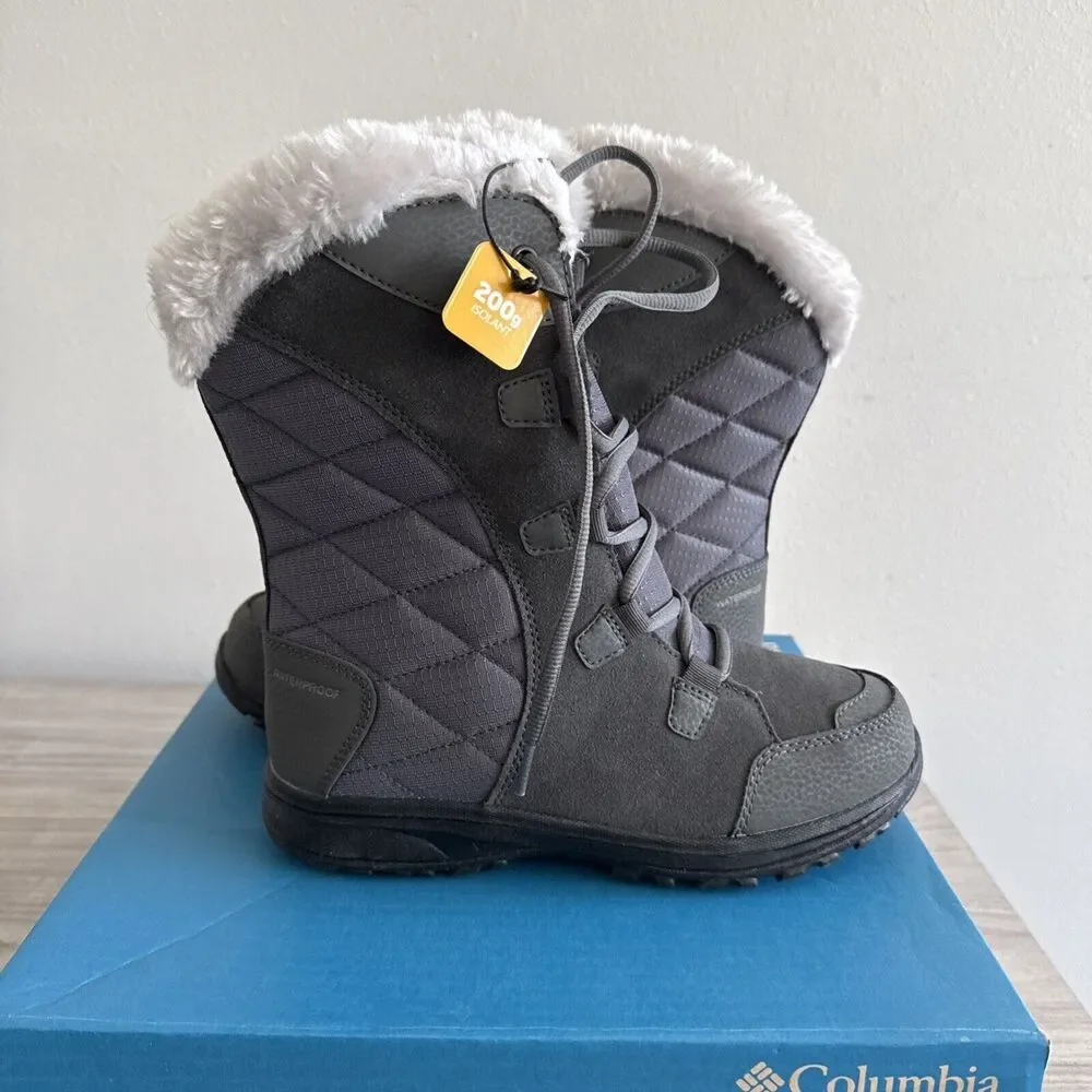 Columbia Women's Ice Maiden II Snow Boots Waterproof Grey Size 6‎ W Box